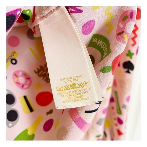 Kate Spade New York x Darcel Shelley New York City Graphic Print L/S Silk Blouse - Picture 11 of 12